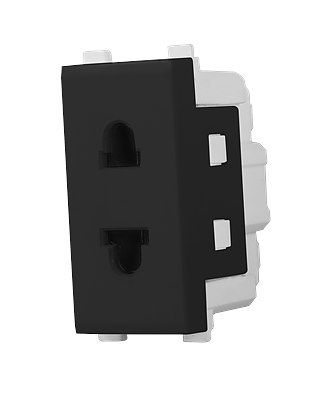 M2 23mm 16A 250V~ 2 pin Euro-american socket with shutter  (matt black)